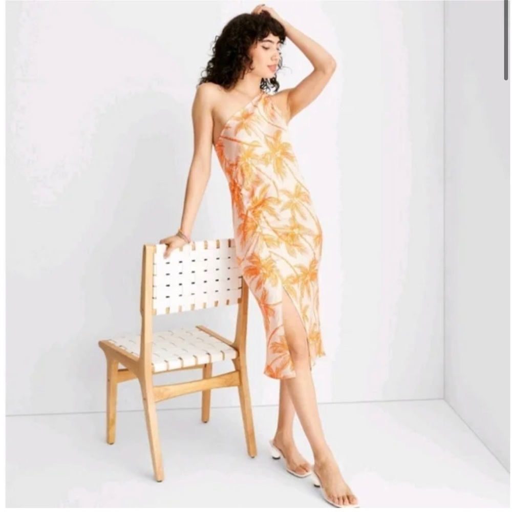 Future Collective One Shoulder Midi Slit Dress